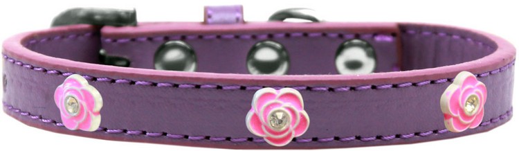 Bright Pink Rose Widget Dog Collar Lavender Size 18